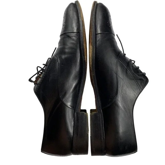 Salvatore Ferragamo Mens  Tramezza Black Leather Punch Cap Toe Lace-up Shoes 11D - Picture 8 of 11